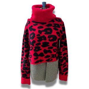 SHK Paris | Leopard Print Chunky, Cropped Turtleneck Sweater